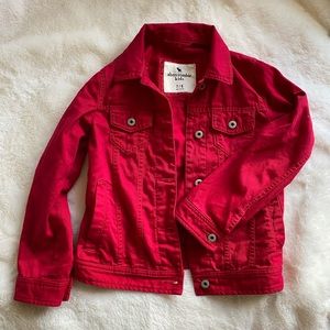 Red Abercrombie kids jean jacket. 7/8 girls.